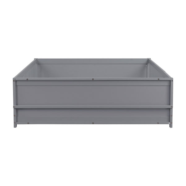 English Elm Twin Floor Bed for Kids with Rubberwood Frame Guardrail and Built-In Book Rack Grey Full With Door W504P499738