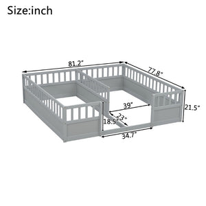 English Elm Twin Over Bunk Bed Solid Pine Frame with Slide LED Lights and Storage Staircase Grey 81.2 L x 77.8 W x 21.5 H W504P515815
