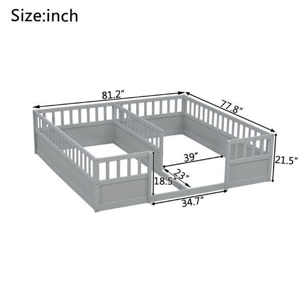 English Elm Twin Over Bunk Bed Solid Pine Frame with Slide LED Lights and Storage Staircase Grey 81.2 L x 77.8 W x 21.5 H W504P515815