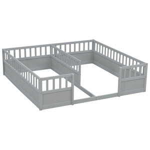 English Elm Twin Over Bunk Bed Solid Pine Frame with Slide LED Lights and Storage Staircase Grey 81.2 L x 77.8 W x 21.5 H W504P515815