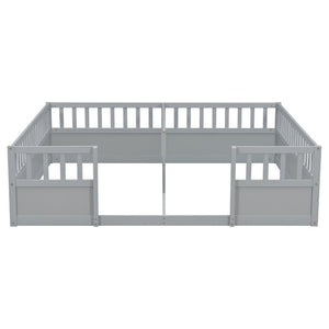 English Elm Twin Over Bunk Bed Solid Pine Frame with Slide LED Lights and Storage Staircase Grey 81.2 L x 77.8 W x 21.5 H W504P515815