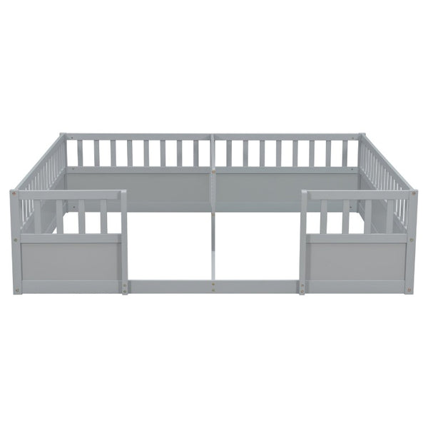 English Elm Twin Over Bunk Bed Solid Pine Frame with Slide LED Lights and Storage Staircase Grey 81.2 L x 77.8 W x 21.5 H W504P515815