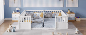 English Elm Twin Over Bunk Bed Solid Pine Frame with Slide LED Lights and Storage Staircase White 81.2 L x 77.8 W x 21.5 H W504P515816