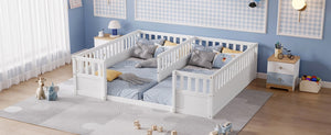 English Elm Twin Over Bunk Bed Solid Pine Frame with Slide LED Lights and Storage Staircase White 81.2 L x 77.8 W x 21.5 H W504P515816