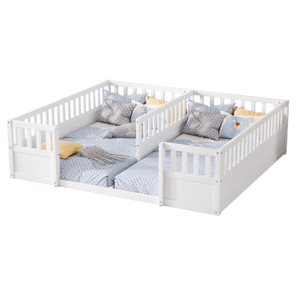 English Elm Twin Over Bunk Bed Solid Pine Frame with Slide LED Lights and Storage Staircase White 81.2 L x 77.8 W x 21.5 H W504P515816