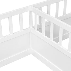 English Elm Twin Over Bunk Bed Solid Pine Frame with Slide LED Lights and Storage Staircase White 81.2 L x 77.8 W x 21.5 H W504P515816