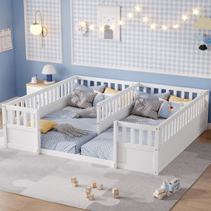 English Elm Twin Over Bunk Bed Solid Pine Frame with Slide LED Lights and Storage Staircase White 81.2 L x 77.8 W x 21.5 H W504P515816