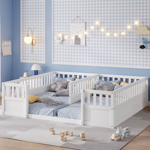 English Elm Twin Over Bunk Bed Solid Pine Frame with Slide LED Lights and Storage Staircase White 81.2 L x 77.8 W x 21.5 H W504P515816