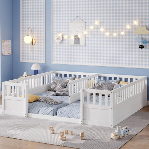 English Elm Twin Over Bunk Bed Solid Pine Frame with Slide LED Lights and Storage Staircase White 81.2 L x 77.8 W x 21.5 H W504P515816