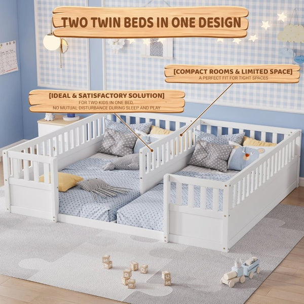 English Elm Twin Over Bunk Bed Solid Pine Frame with Slide LED Lights and Storage Staircase White 81.2 L x 77.8 W x 21.5 H W504P515816