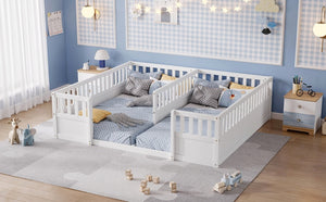 English Elm Twin Over Bunk Bed Solid Pine Frame with Slide LED Lights and Storage Staircase White 81.2 L x 77.8 W x 21.5 H W504P515816
