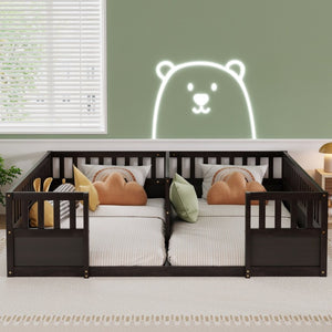 English Elm Twin Over Bunk Bed Solid Pine Frame with Slide LED Lights and Storage Staircase Espresso 81.2 L x 77.8 W x 21.5 H W504P515817