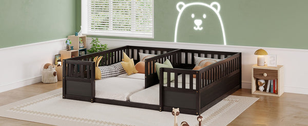 English Elm Twin Over Bunk Bed Solid Pine Frame with Slide LED Lights and Storage Staircase Espresso 81.2 L x 77.8 W x 21.5 H W504P515817