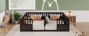 English Elm Twin Over Bunk Bed Solid Pine Frame with Slide LED Lights and Storage Staircase Espresso 81.2 L x 77.8 W x 21.5 H W504P515817