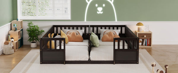 English Elm Twin Over Bunk Bed Solid Pine Frame with Slide LED Lights and Storage Staircase Espresso 81.2 L x 77.8 W x 21.5 H W504P515817