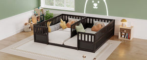 English Elm Twin Over Bunk Bed Solid Pine Frame with Slide LED Lights and Storage Staircase Espresso 81.2 L x 77.8 W x 21.5 H W504P515817