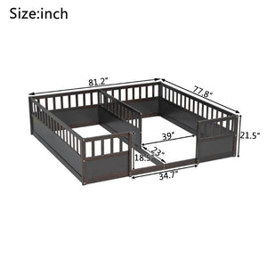 English Elm Twin Over Bunk Bed Solid Pine Frame with Slide LED Lights and Storage Staircase Espresso 81.2 L x 77.8 W x 21.5 H W504P515817