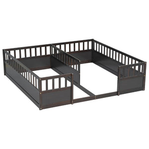 English Elm Twin Over Bunk Bed Solid Pine Frame with Slide LED Lights and Storage Staircase Espresso 81.2 L x 77.8 W x 21.5 H W504P515817