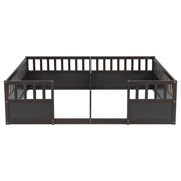 English Elm Twin Over Bunk Bed Solid Pine Frame with Slide LED Lights and Storage Staircase Espresso 81.2 L x 77.8 W x 21.5 H W504P515817