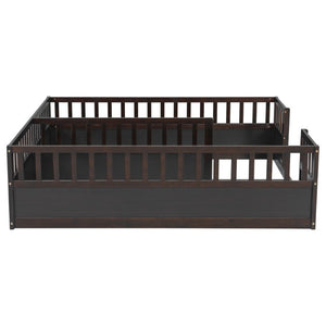 English Elm Twin Over Bunk Bed Solid Pine Frame with Slide LED Lights and Storage Staircase Espresso 81.2 L x 77.8 W x 21.5 H W504P515817
