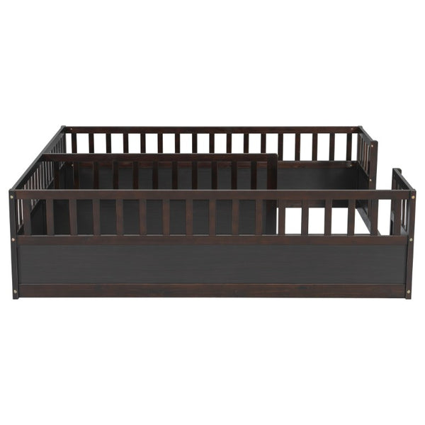 English Elm Twin Over Bunk Bed Solid Pine Frame with Slide LED Lights and Storage Staircase Espresso 81.2 L x 77.8 W x 21.5 H W504P515817