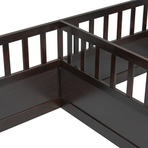 English Elm Twin Over Bunk Bed Solid Pine Frame with Slide LED Lights and Storage Staircase Espresso 81.2 L x 77.8 W x 21.5 H W504P515817