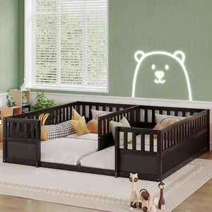 English Elm Twin Over Bunk Bed Solid Pine Frame with Slide LED Lights and Storage Staircase Espresso 81.2 L x 77.8 W x 21.5 H W504P515817