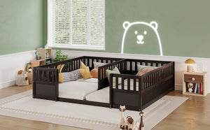 English Elm Twin Over Bunk Bed Solid Pine Frame with Slide LED Lights and Storage Staircase Espresso 81.2 L x 77.8 W x 21.5 H W504P515817