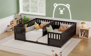 English Elm Twin Over Bunk Bed Solid Pine Frame with Slide LED Lights and Storage Staircase Espresso 81.2 L x 77.8 W x 21.5 H W504P515817