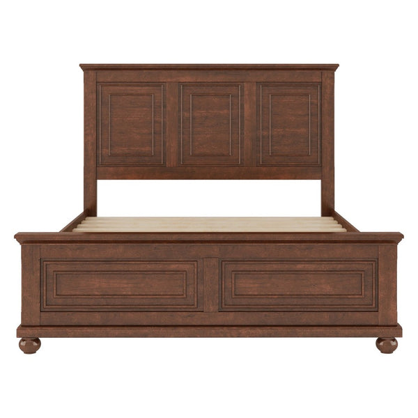 English Elm Queen Farmhouse Panel Bed Tall Headboard Solid Pine Frame with USB Charging Station W504S00279