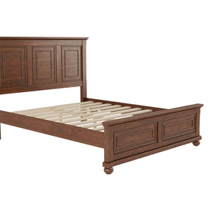 English Elm Queen Farmhouse Panel Bed Tall Headboard Solid Pine Frame with USB Charging Station W504S00279
