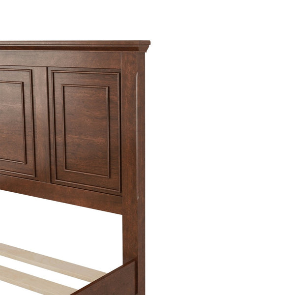 English Elm Queen Farmhouse Panel Bed Tall Headboard Solid Pine Frame with USB Charging Station W504S00279