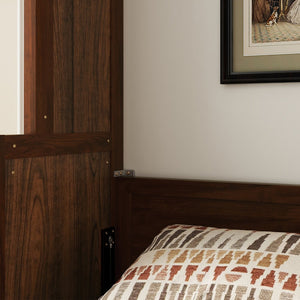English Elm Queen Murphy Bed Walnut Cabinet with Gas Struts Built-in Shelf and Fold-down Platform W504S00283