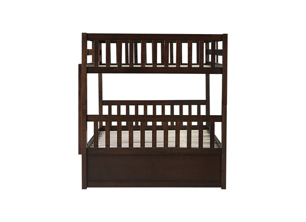 English Elm Full Over Rubberwood Bunk Bed with Trundle Converts to Two Beds Espresso Finish W504S00294