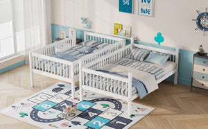 English Elm Twin Over Rubberwood Bunk Bed with Pull-Out Trundle for Kids Shared Rooms White Bunk Bed Standard W504S00299