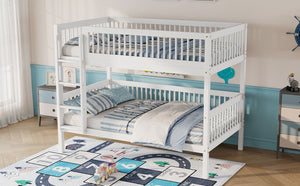 English Elm Twin Over Rubberwood Bunk Bed with Pull-Out Trundle for Kids Shared Rooms White Bunk Bed Standard W504S00299