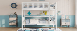 English Elm Twin Over Rubberwood Bunk Bed with Pull-Out Trundle for Kids Shared Rooms White Bunk Bed Standard W504S00299