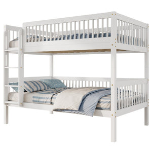 English Elm Twin Over Rubberwood Bunk Bed with Pull-Out Trundle for Kids Shared Rooms White Bunk Bed Standard W504S00299