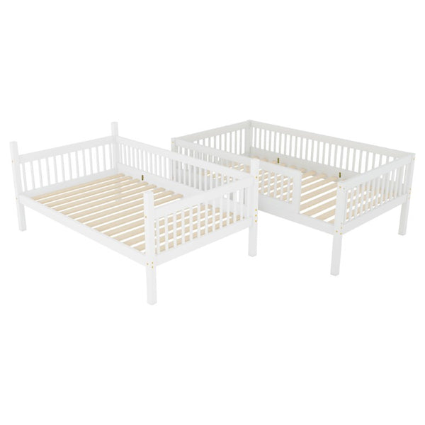 English Elm Twin Over Rubberwood Bunk Bed with Pull-Out Trundle for Kids Shared Rooms White Bunk Bed Standard W504S00299