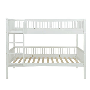 English Elm Twin Over Rubberwood Bunk Bed with Pull-Out Trundle for Kids Shared Rooms White Bunk Bed Standard W504S00299