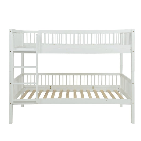 English Elm Twin Over Rubberwood Bunk Bed with Pull-Out Trundle for Kids Shared Rooms White Bunk Bed Standard W504S00299