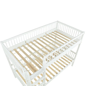 English Elm Twin Over Rubberwood Bunk Bed with Pull-Out Trundle for Kids Shared Rooms White Bunk Bed Standard W504S00299