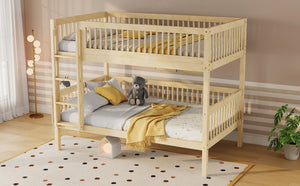 English Elm Twin Over Rubberwood Bunk Bed with Pull-Out Trundle for Kids Shared Rooms Natural Bunk Bed Standard W504S00300