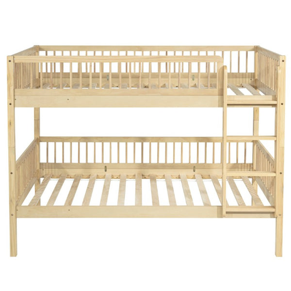 English Elm Twin Over Rubberwood Bunk Bed with Pull-Out Trundle for Kids Shared Rooms Natural Bunk Bed Standard W504S00300