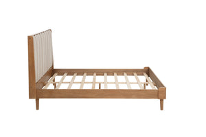 English Elm Queen Pine Wood Bed Segmented Padded Headboard Upholstered Frame for Bedroom W504S00315