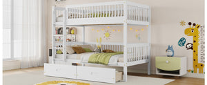 English Elm Twin Over Rubberwood Bunk Bed with Pull-Out Trundle for Kids Shared Rooms White Bunk Bed with 2 Drawers W504S00330