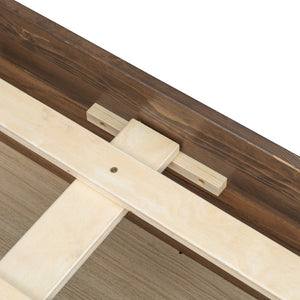 English Elm King Pine Platform Bed with Six Hidden Storage Drawers Low Profile Walnut Finish Natural Walnut W504S00338