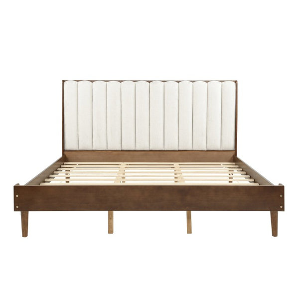 English Elm King Upholstered Platform Bed Solid Pine Frame Piano Key Headboard Bedroom Anchor W504S00369