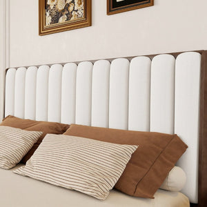 English Elm King Upholstered Platform Bed Solid Pine Frame Piano Key Headboard Bedroom Anchor W504S00369