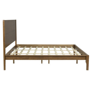 English Elm King Farmhouse Platform Bed Solid Pine Tall Slatted Headboard with Footboard Support Walnut W504S00379